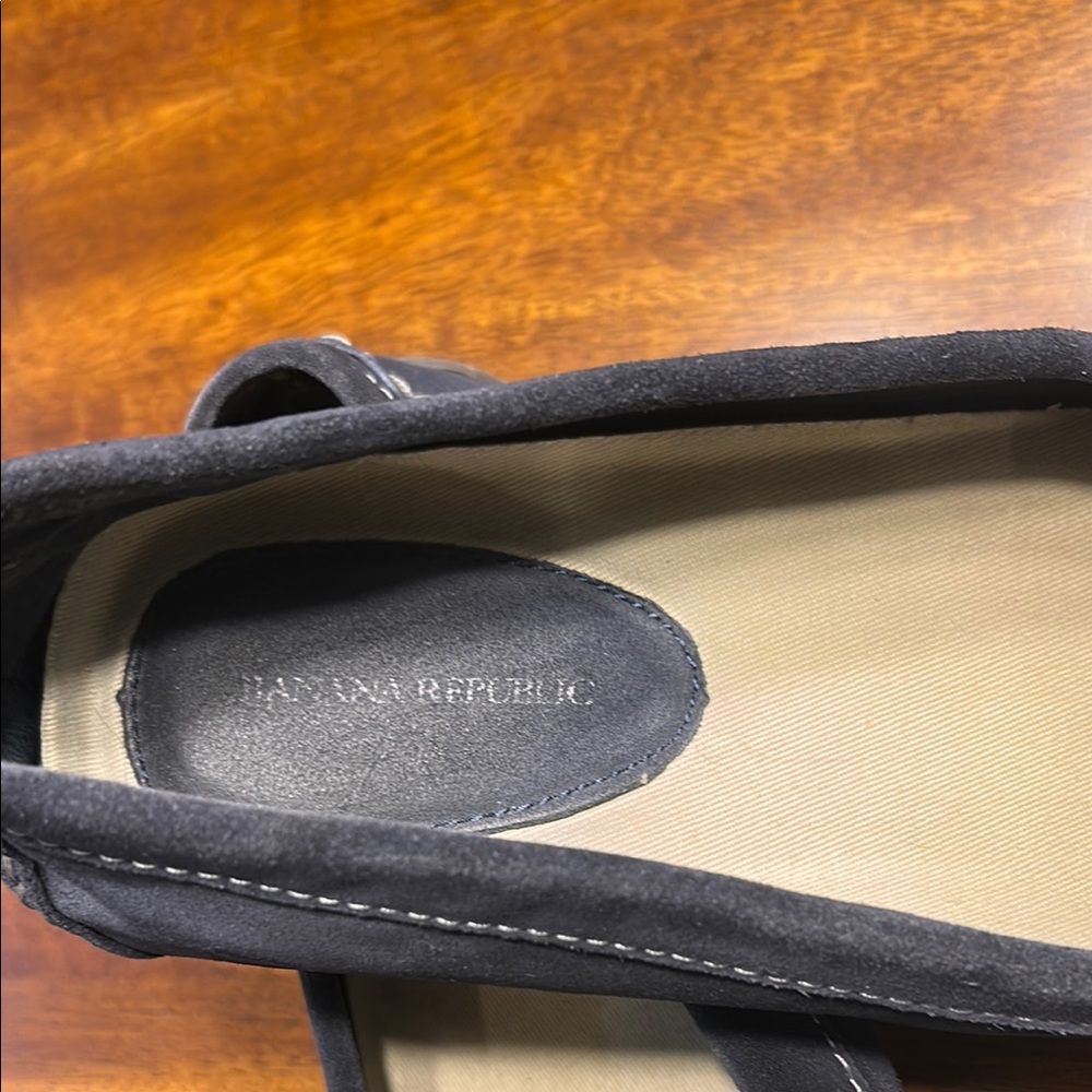 Banana Republic Navy Loafers with Silver Accent and white stitching - Picture 2 of 6
